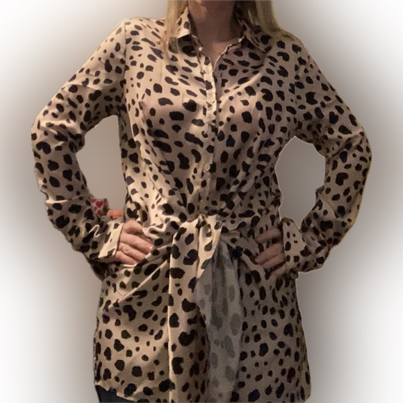 Aqua Shirt/Dress - Silk Leopard NWT - DISCONTINUED VINTAGE - Picture 2 of 2